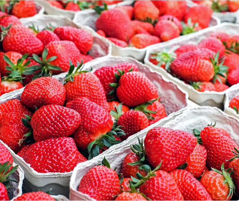 strawberry baskets. strawberries and breast cancer