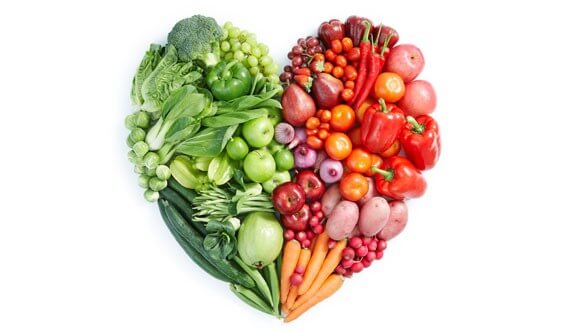Fruit and veggie heart